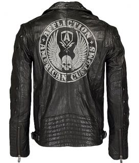 New Affliction Black Premium Leather Jacket Reborn Size 2XL 10OW464 