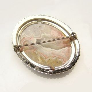   Brooch Pin Large Gorgeous Crazy Lace Agate Cabochon Beautiful