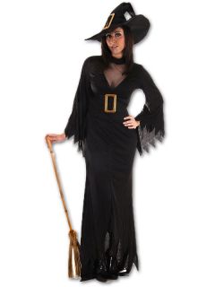 Sexy Wicked Witch Ladies Halloween Fancy Dress Costume Plus Hat
