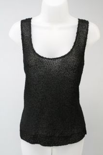 FRANK AGOSTINO Black Sleeveless Knit Scoop Neck Sweater Top Sz M