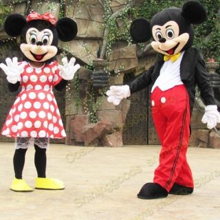2PCS MICKEY MINNIE MOUSE ADULT COSTUME MASCOT CARTOON COSTUME PARTY 