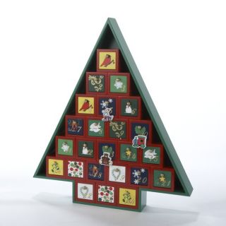 Wooden Christmas Tree Tabletop Advent Calendar Wood Countdown to 