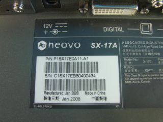 Neovo SX 17A Flat Panel P1SX17E0A11 A1 12V 17 Computer Monitor Parts 