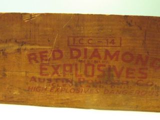 Antique High Explosives Crate Austin Red Diamond Powder T & G Dovetail 