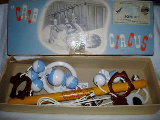   Vintage Crib Circus Baby Nursery Toy w Box by Alan Jay Plastic