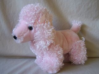 Fiesta Pink Poodle Plush Puppy Dog Curly Hair Stuffed Animal Toy 10 