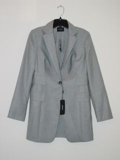 New AKRIS Strada Grey Wool Silk Melange 1 Button Long Pasotti Blazer 