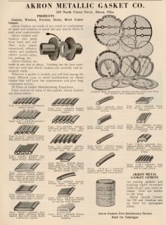Akron Metallic Many Types of Asbestos Gaskets 1940s Ad