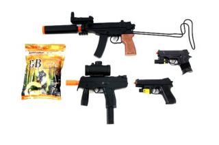 4x Spring Airsoft Gun Set SMG and Compact Pistols w/ Laser and 5,000 