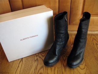 Alberto FERMANI Black Leather Zip Up Talco Boot w Box 39 1 2 $495 