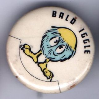 1955 Bald Iggle Pinback Button Al Capp Lil Abner Pin