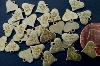 Vintage Aged Brass Alana Stewart Heart Tag Charms Findings