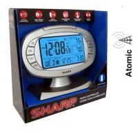 Sharp radio clock controlled atomic dual alarm clock w/ wireless 