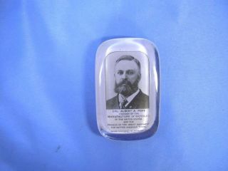 Rare Vintage Col. Albert A. Pope Glass Paperweight Founder Of Man 
