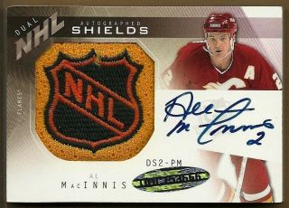 2009 10 UD THE CUP DION PHANEUF AL MACINNIS NHL SHIELD PATCH AUTO 