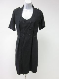 HERCHCOVITCH ALEXANDRE Black Silk Short Sleeve Double Breasted Dress 