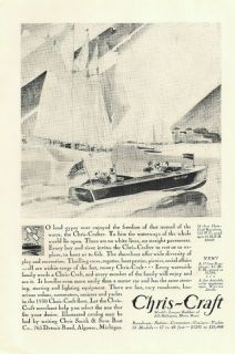 1930 Vintage Chris Craft Mahogany Motor Boat Print Ad