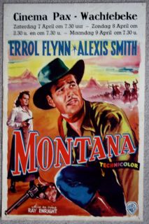 Errol Flynn Montana Alexis Smith RARE Vintage Original Belgian Movie 