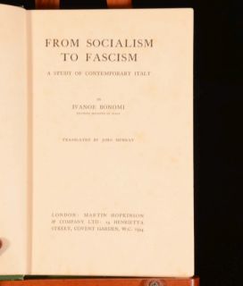 1924 from Socialism to Fascism Ivanoe Bonomi Presentaiton Copy to Hal 