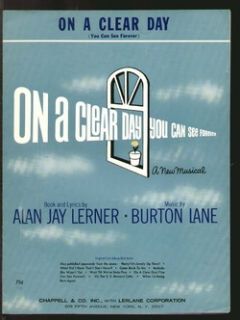 print on a clear day 1965 vintage broadway sheet music