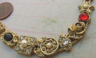 Vintage Solid Brass Fancy Slide Charms Bracelet Never Been Worn