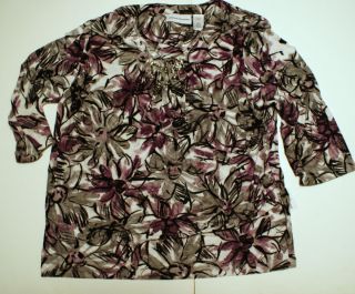 Alfred Dunner womens shirt Plus size 2X Purple Gray Flower abstract 
