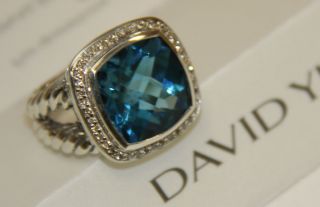 David Yurman Albion Ring blue topaz 14mm Size 7
