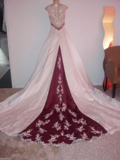 ALFRED ANGELO WEDDING DRESS SIZE 6 IVORY BORDEAUX STYLE UK1187
