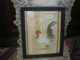   PRiMiTiVE COUNTRY ROOSTER BLACK FRAME WiTH GLASS PERFECT FOR ALL DECOR