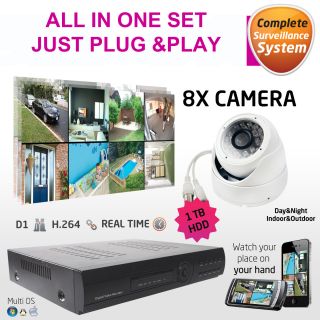   Ch CCTV Complete Surveillance Security Camera DVR System +All in one