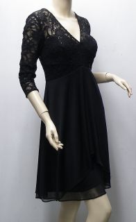 Alex Evenings Black Lace Sequin Dress 10 Petite