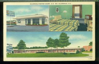 Allendale Motor Court US 301 South Carolina Vintage Multi View Unused 