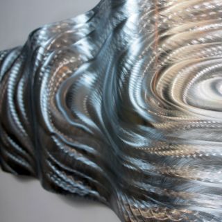    Abstract Silver Wave Metal Wall Art Sculpture Original By Jon Allen