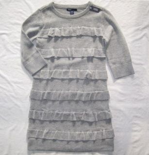 Gap Brick Lane Gray Ruffled Sweater Dress 6 7 8 10 Girls Kids s M L 