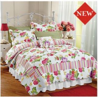 CLEARANCE DAYBED QUILT KING SHAM SPRING SUMMER FLORAL RED GREEN YELLOW 