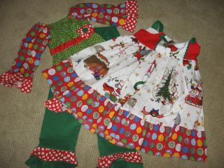CUSTOM BOUTIQUE RESELL CHRISTMAS GRINCH KNOT DRESS PEASANT TOP RUFFLE 