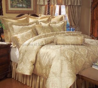 Imperial Gold Curtain Set w Valance Sheer Tassels