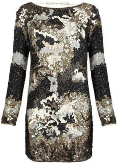 All Saints Spitafields Oyster Sequined Beaded LS Dress