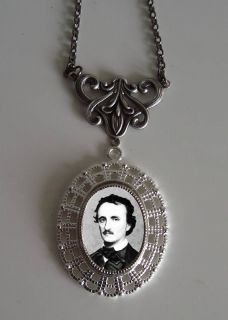 Edgar Allan Poe Victorian Silver Tone Filigree Necklace