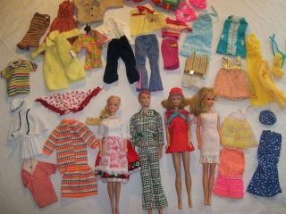 vintage barbie midge allan dolls mixed lot of clothing and more