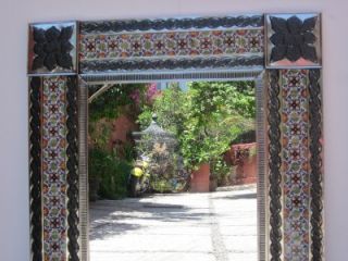 Punched Tin Talavera Mirror Mexican Folk Art Mirrors