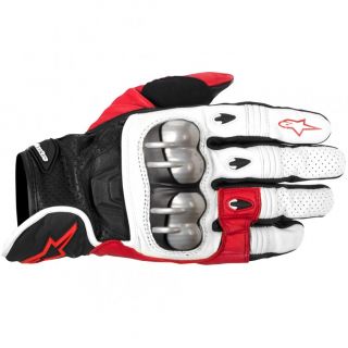   Octane s Moto Leather Motorcycle Race Gloves White Red Black