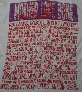 Vintage Mother Love Bone Shirt 1988 1990 L Original