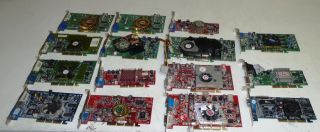 Lot of 15 AGP Video Graphics Cards NVIDIA ATI DVI VGA DMS 59 MSI etc 