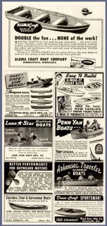 Eight 1950 Ads for Aluminum Fishing Boats of All Makers
