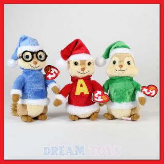 TY Alvin and the Chipmunks Christmas Plush Doll set of 3   Toy