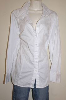 3X LANE BRYANT White Long Sleeve Button Front Shirt plus size 22W 24W 