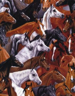 Timeless Treasures West Fabric Horse 4961 Brown BTY