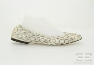   Gabbana Cream Brown Snakeskin Almond Toe Flats Size 39 5 New
