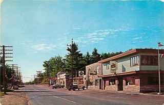Wi Lake Tomahawk Street Scene Pabst Blue Ribbon Beer mailed 1976 